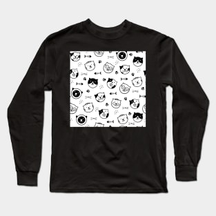 Cute black and white cat pattern Long Sleeve T-Shirt